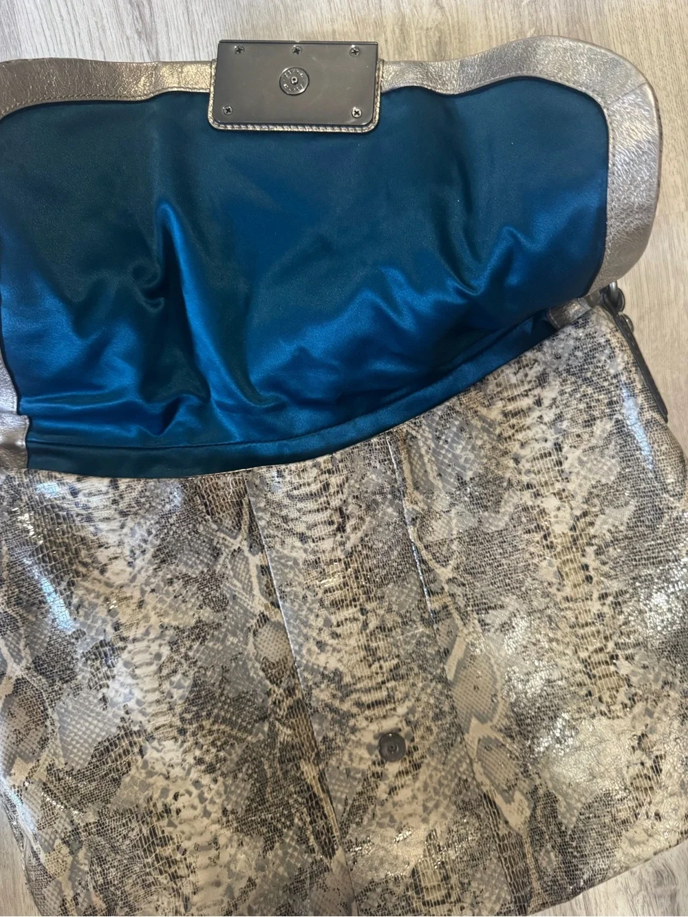Coach Snakeskin-Print Hobo Bag in Taupe and Cream
